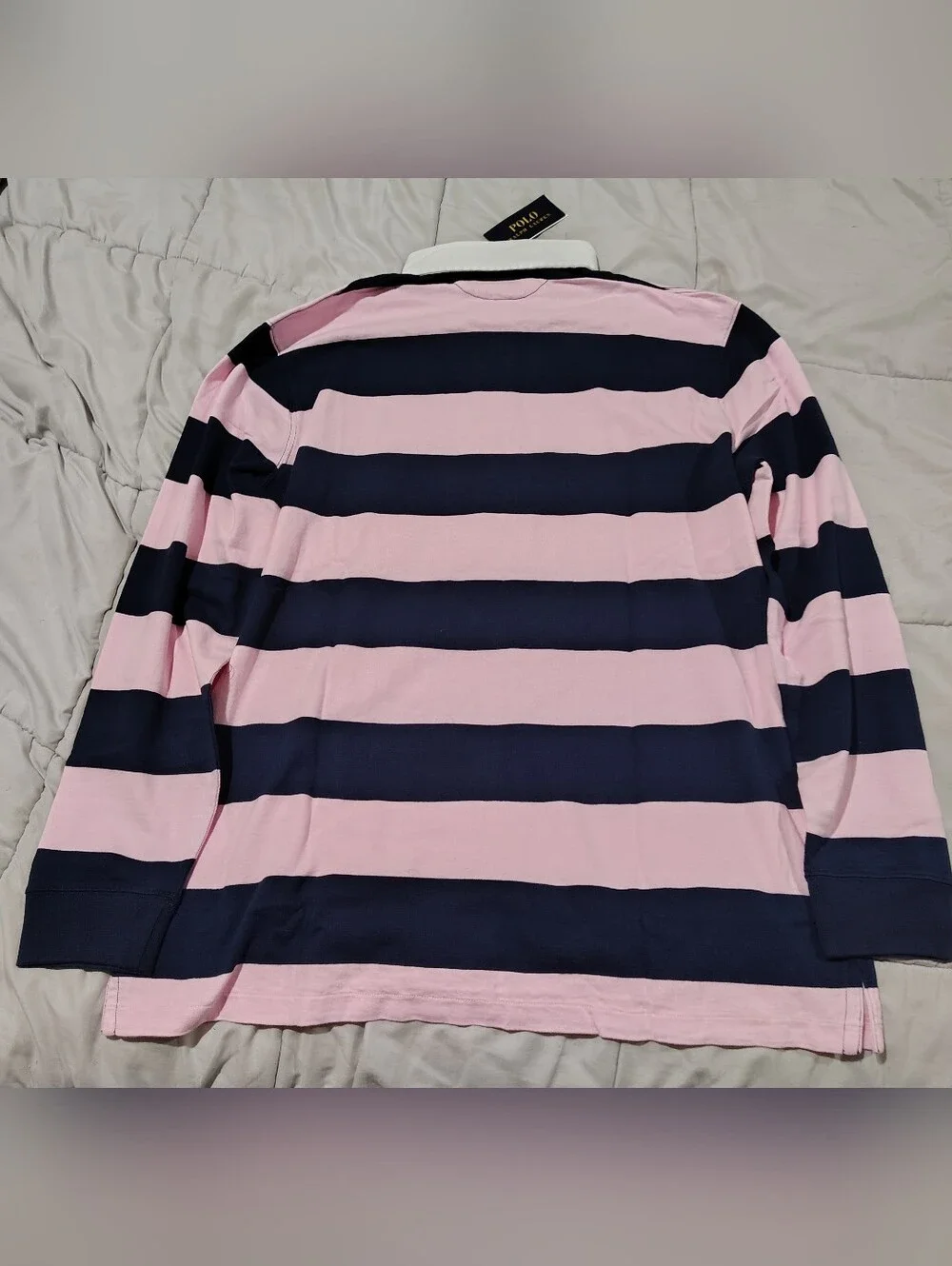 Polo by Ralph Lauren Pink and Navy Striped Rugby Shirt Size XL NWT